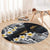 Polynesian Tribal Tattoo Round Carpet Plumeria Black Gold Marble Pattern