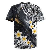 Polynesian Tribal Tattoo Rugby Jersey Plumeria Black Gold Marble Pattern