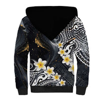 Polynesian Tribal Tattoo Sherpa Hoodie Plumeria Black Gold Marble Pattern LT9 - Polynesian Pride