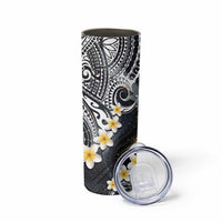 Polynesian Tribal Tattoo Skinny Tumbler Plumeria Black Gold Marble Pattern
