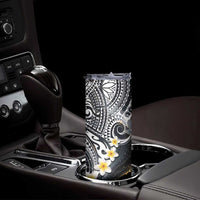Polynesian Tribal Tattoo Skinny Tumbler Plumeria Black Gold Marble Pattern