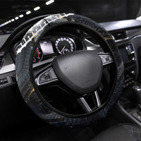 Polynesian Tribal Tattoo Steering Wheel Cover Plumeria Black Gold Marble Pattern LT9 Universal Fit Black - Polynesian Pride