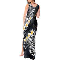 Polynesian Tribal Tattoo Tank Maxi Dress Plumeria Black Gold Marble Pattern LT9 - Polynesian Pride