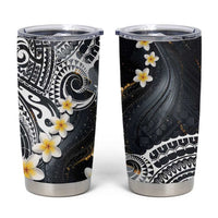 Polynesian Tribal Tattoo Tumbler Cup Plumeria Black Gold Marble Pattern LT9 Black - Polynesian Pride