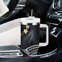 Polynesian Tribal Tattoo Tumbler With Handle Plumeria Black Gold Marble Pattern LT9 - Polynesian Pride