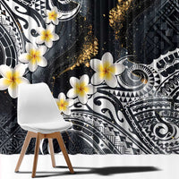 Polynesian Tribal Tattoo Window Curtain Plumeria Black Gold Marble Pattern LT9 - Polynesian Pride