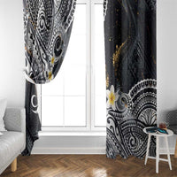 Polynesian Tribal Tattoo Window Curtain Plumeria Black Gold Marble Pattern LT9 - Polynesian Pride