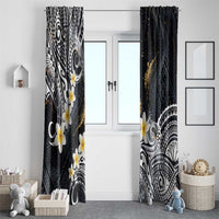 Polynesian Tribal Tattoo Window Curtain Plumeria Black Gold Marble Pattern LT9 - Polynesian Pride