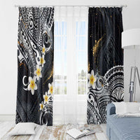 Polynesian Tribal Tattoo Window Curtain Plumeria Black Gold Marble Pattern LT9 - Polynesian Pride
