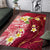 Polynesian Tribal Tattoo Area Rug Plumeria Blood Red and Gold Marble Pattern
