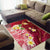 Polynesian Tribal Tattoo Area Rug Plumeria Blood Red and Gold Marble Pattern