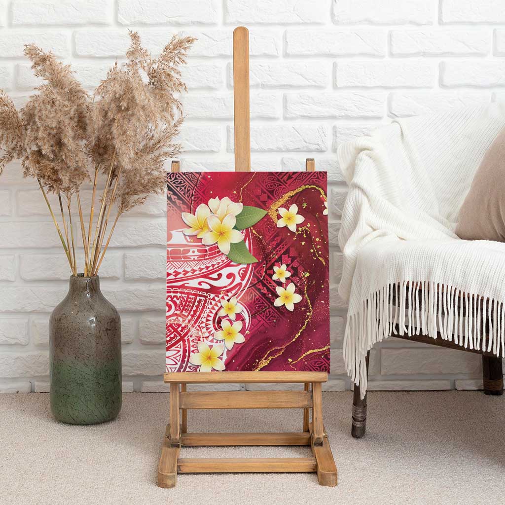 Polynesian Tribal Tattoo Canvas Wall Art Plumeria Blood Red and Gold Marble Pattern LT9 - Polynesian Pride