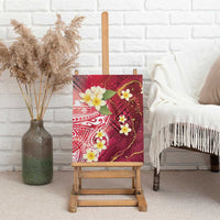 Polynesian Tribal Tattoo Canvas Wall Art Plumeria Blood Red and Gold Marble Pattern LT9 - Polynesian Pride