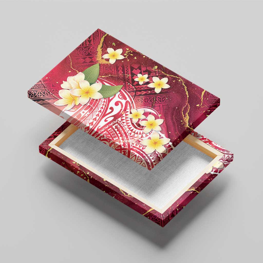 Polynesian Tribal Tattoo Canvas Wall Art Plumeria Blood Red and Gold Marble Pattern LT9 - Polynesian Pride
