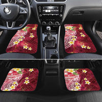 Polynesian Tribal Tattoo Car Mats Plumeria Blood Red and Gold Marble Pattern LT9 Set 4pcs Red - Polynesian Pride