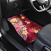 Polynesian Tribal Tattoo Car Mats Plumeria Blood Red and Gold Marble Pattern LT9 - Polynesian Pride