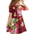 Polynesian Tribal Tattoo Family Matching Off Shoulder Short Dress and Hawaiian Shirt Plumeria Blood Red and Gold Marble Pattern
