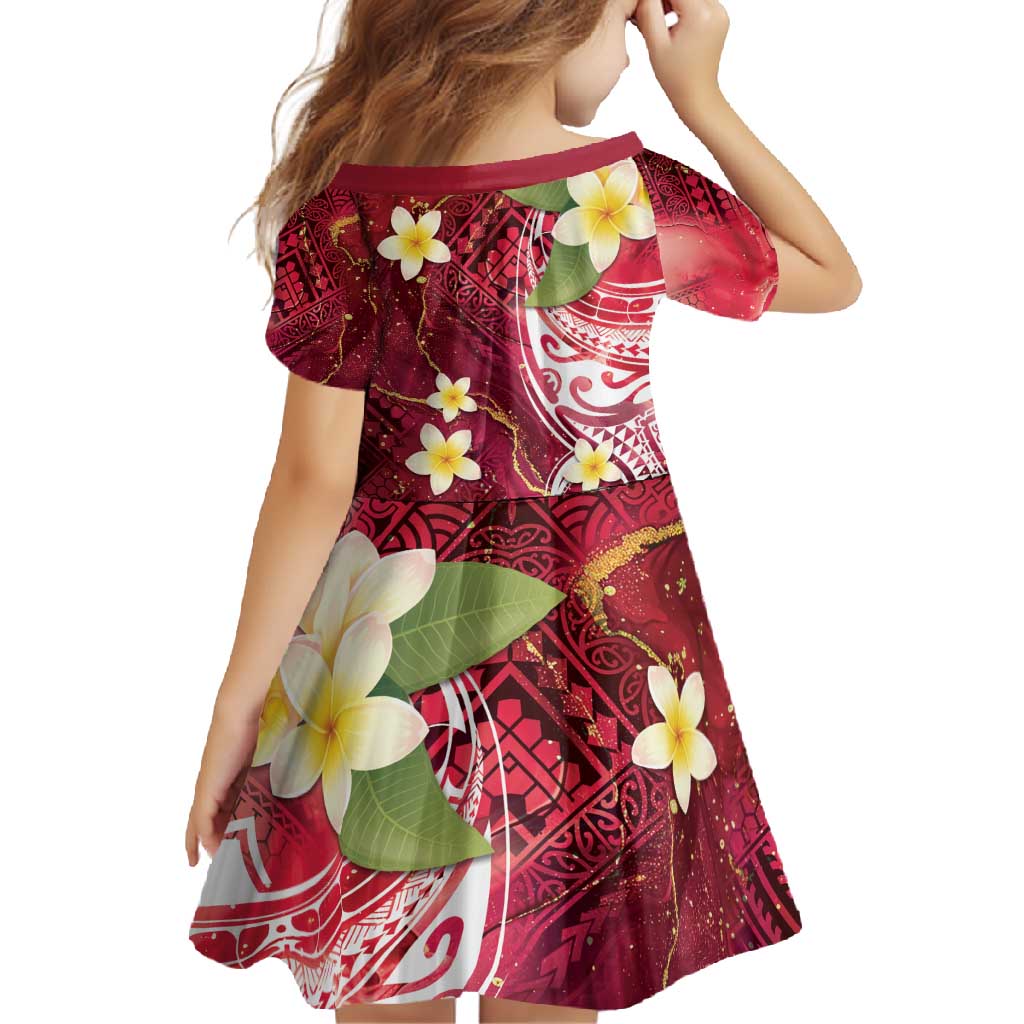 Polynesian Tribal Tattoo Family Matching Summer Maxi Dress and Hawaiian Shirt Plumeria Blood Red and Gold Marble Pattern