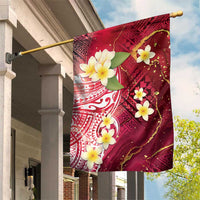 Polynesian Tribal Tattoo Garden Flag Plumeria Blood Red and Gold Marble Pattern LT9 House Flag Red - Polynesian Pride