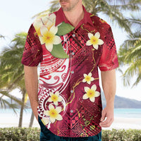 Polynesian Tribal Tattoo Hawaiian Shirt Plumeria Blood Red and Gold Marble Pattern LT9 - Polynesian Pride