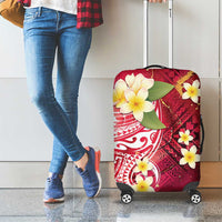 Polynesian Tribal Tattoo Luggage Cover Plumeria Blood Red and Gold Marble Pattern