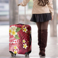 Polynesian Tribal Tattoo Luggage Cover Plumeria Blood Red and Gold Marble Pattern