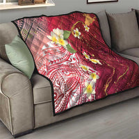 Polynesian Tribal Tattoo Quilt Plumeria Blood Red and Gold Marble Pattern