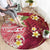 Polynesian Tribal Tattoo Round Carpet Plumeria Blood Red and Gold Marble Pattern