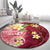 Polynesian Tribal Tattoo Round Carpet Plumeria Blood Red and Gold Marble Pattern