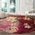 Polynesian Tribal Tattoo Round Carpet Plumeria Blood Red and Gold Marble Pattern