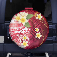 Polynesian Tribal Tattoo Spare Tire Cover Plumeria Blood Red and Gold Marble Pattern LT9 - Polynesian Pride