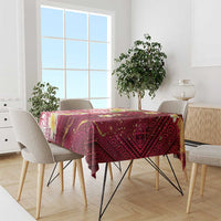 Polynesian Tribal Tattoo Tablecloth Plumeria Blood Red and Gold Marble Pattern LT9 - Polynesian Pride