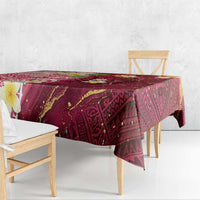 Polynesian Tribal Tattoo Tablecloth Plumeria Blood Red and Gold Marble Pattern LT9 - Polynesian Pride