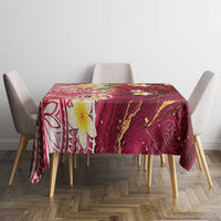 Polynesian Tribal Tattoo Tablecloth Plumeria Blood Red and Gold Marble Pattern LT9 - Polynesian Pride