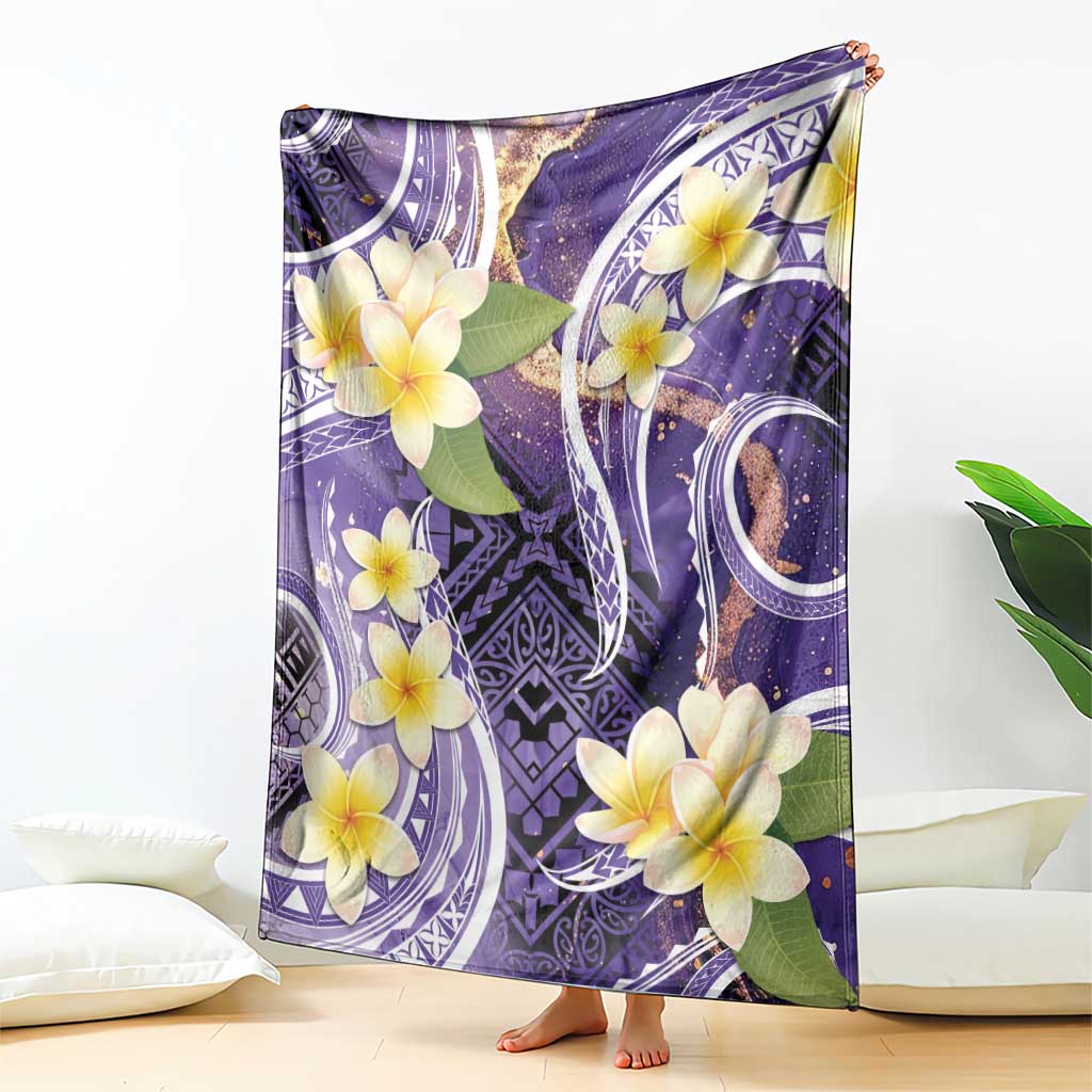 Polynesian Tribal Tattoo Blanket Plumeria Purple Marble Pattern LT9 - Polynesian Pride