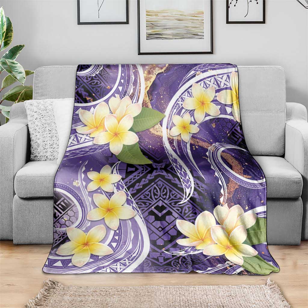 Polynesian Tribal Tattoo Blanket Plumeria Purple Marble Pattern LT9 - Polynesian Pride