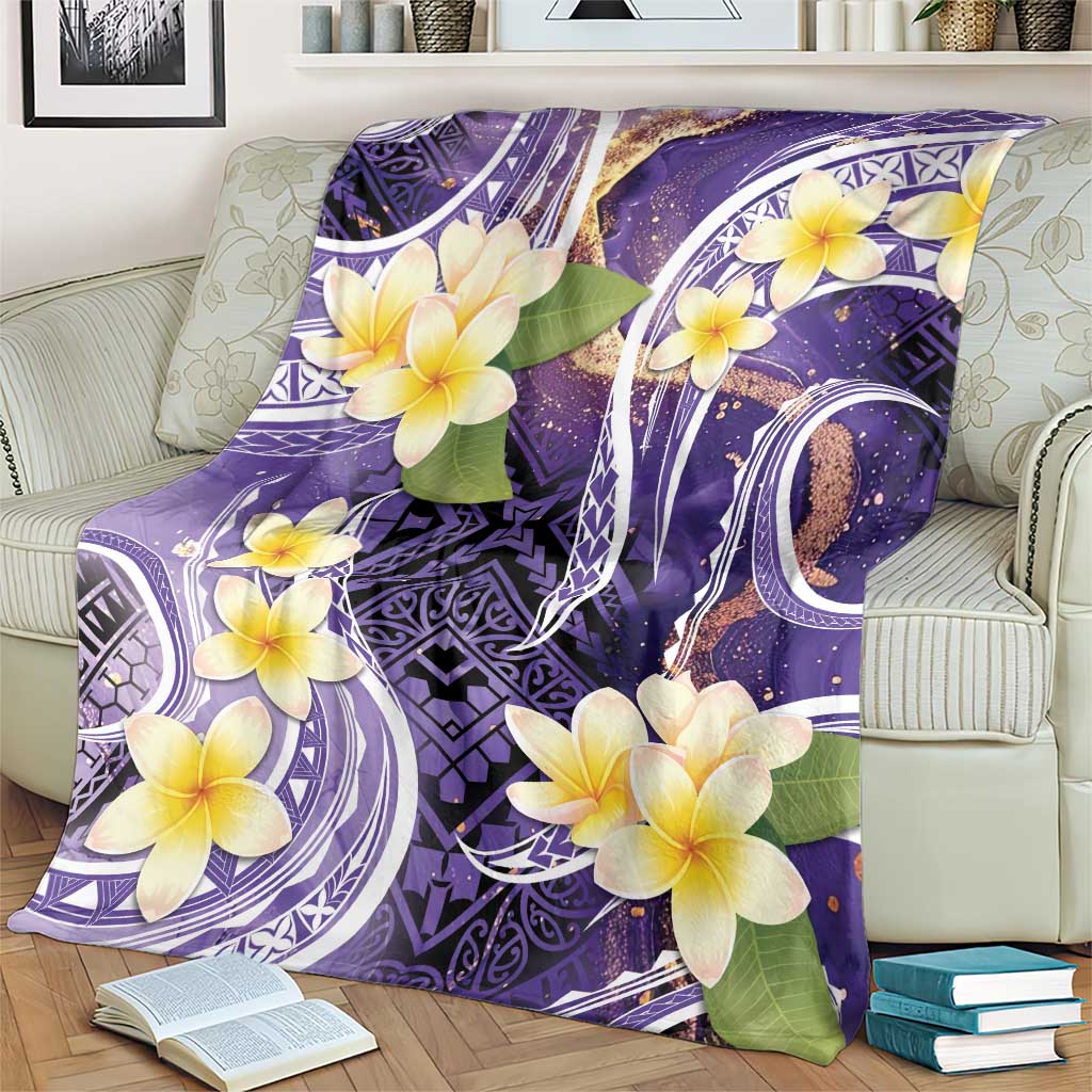 Polynesian Tribal Tattoo Blanket Plumeria Purple Marble Pattern LT9 - Polynesian Pride