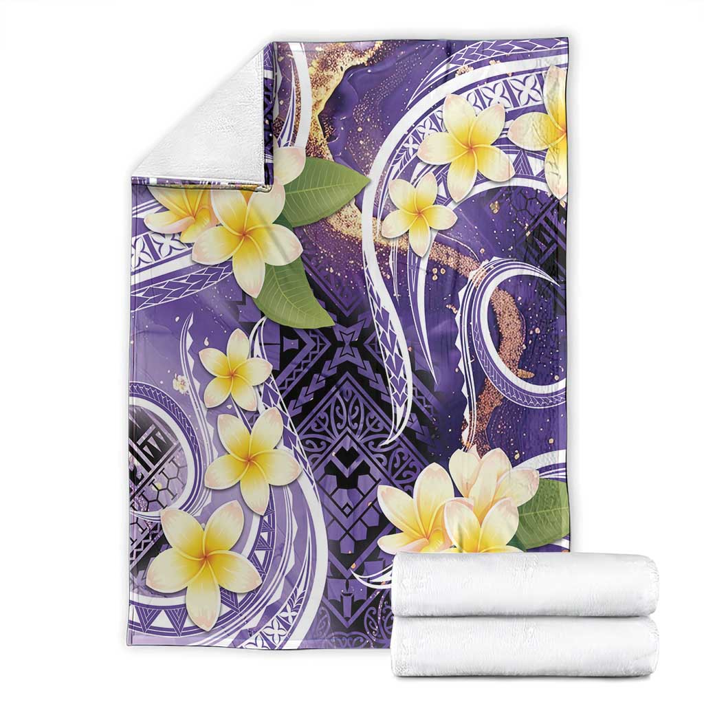 Polynesian Tribal Tattoo Blanket Plumeria Purple Marble Pattern LT9 - Polynesian Pride