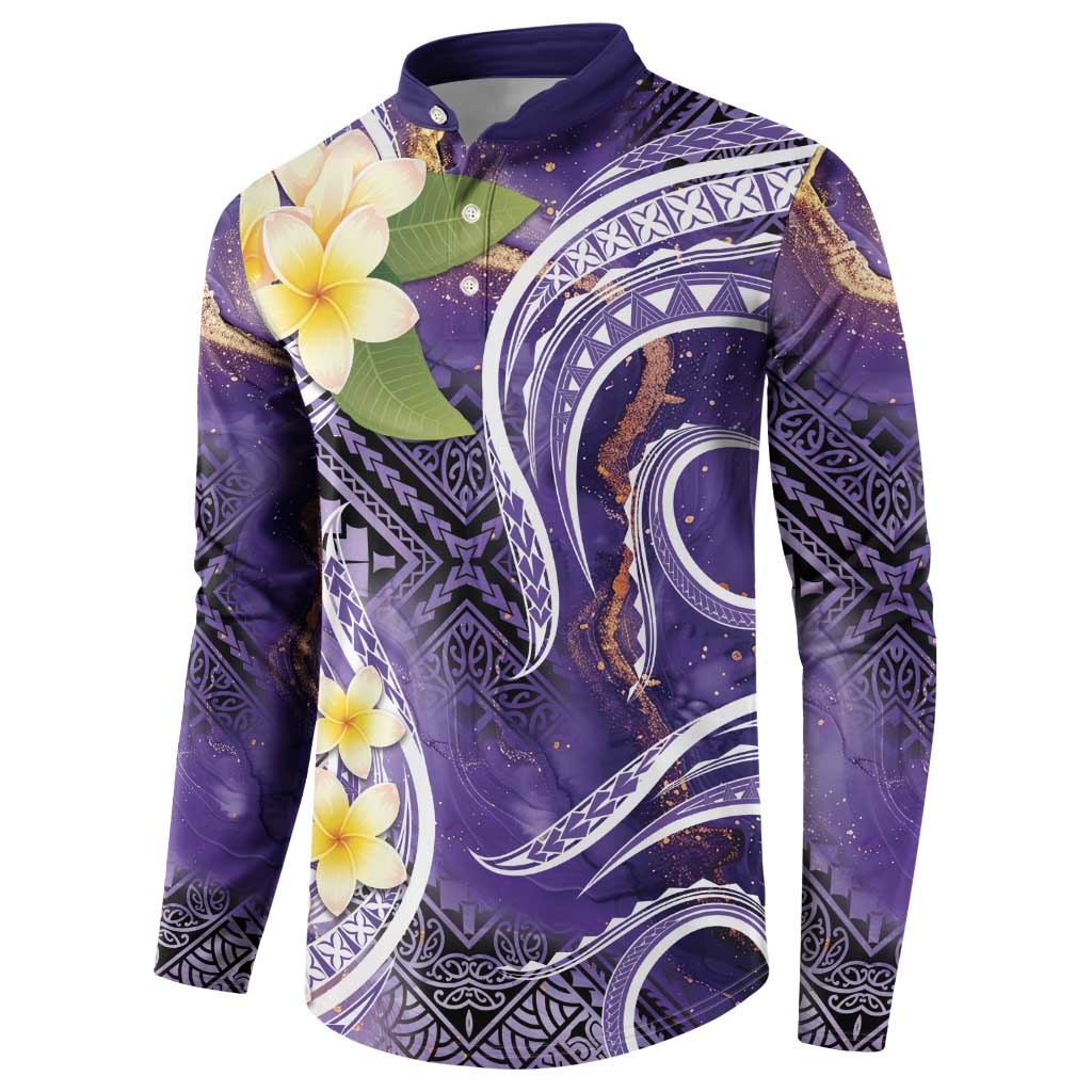 Polynesian Tribal Tattoo Button Sweatshirt Plumeria Purple Marble Pattern LT9 - Polynesian Pride