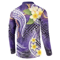 Polynesian Tribal Tattoo Button Sweatshirt Plumeria Purple Marble Pattern LT9 - Polynesian Pride