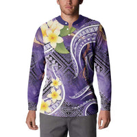 Polynesian Tribal Tattoo Button Sweatshirt Plumeria Purple Marble Pattern LT9 - Polynesian Pride