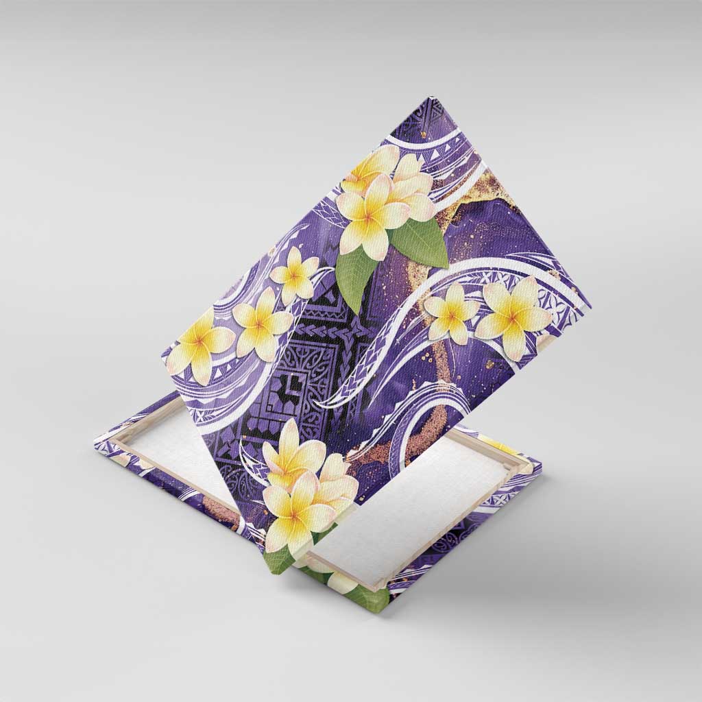 Polynesian Tribal Tattoo Canvas Wall Art Plumeria Purple Marble Pattern LT9 With Frame Purple - Polynesian Pride
