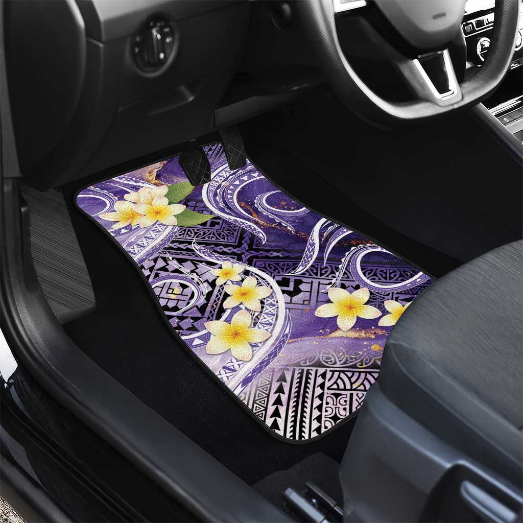 Polynesian Tribal Tattoo Car Mats Plumeria Purple Marble Pattern LT9 - Polynesian Pride