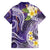 Polynesian Tribal Tattoo Family Matching Long Sleeve Bodycon Dress and Hawaiian Shirt Plumeria Purple Marble Pattern