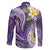 Polynesian Tribal Tattoo Family Matching Long Sleeve Bodycon Dress and Hawaiian Shirt Plumeria Purple Marble Pattern