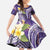 Polynesian Tribal Tattoo Family Matching Off Shoulder Maxi Dress and Hawaiian Shirt Plumeria Purple Marble Pattern