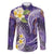 Polynesian Tribal Tattoo Family Matching Off Shoulder Maxi Dress and Hawaiian Shirt Plumeria Purple Marble Pattern