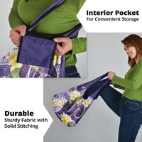 Polynesian Tribal Tattoo Grocery Bag Plumeria Purple Marble Pattern