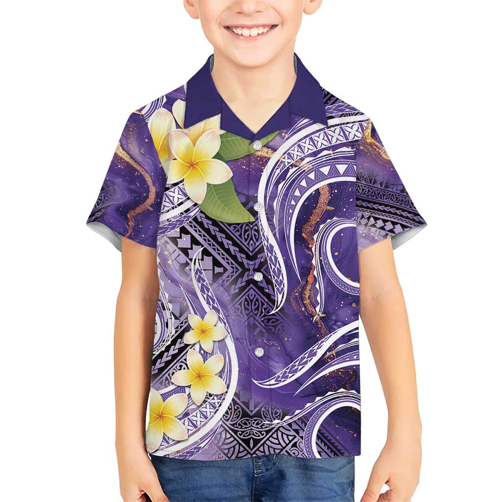 Polynesian Tribal Tattoo Hawaiian Shirt Plumeria Purple Marble Pattern LT9 - Polynesian Pride