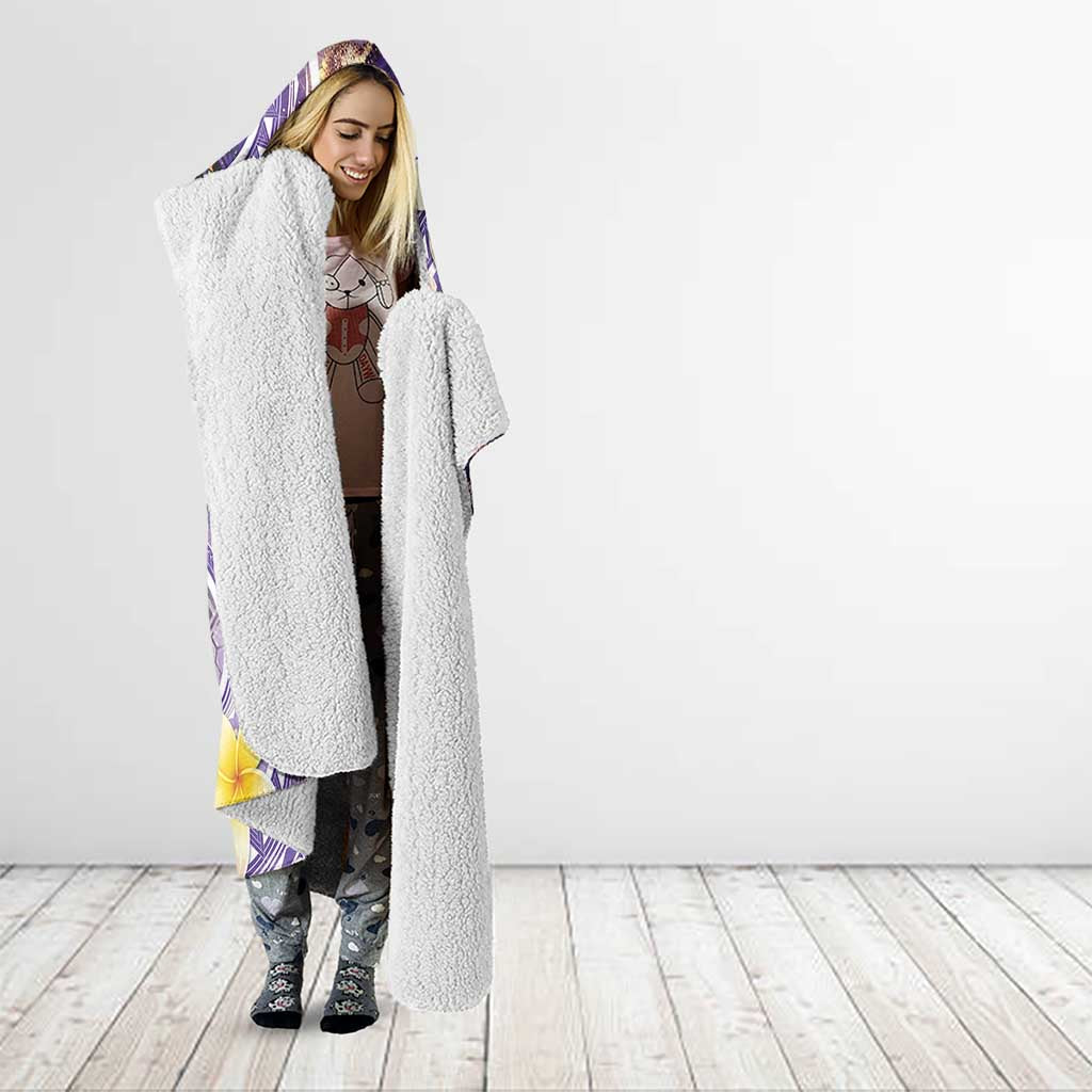 Polynesian Tribal Tattoo Hooded Blanket Plumeria Purple Marble Pattern LT9 - Polynesian Pride